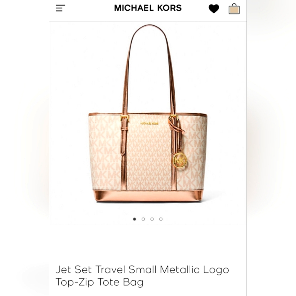 Michael Kors Jet Set metallic logo zip top tote bag